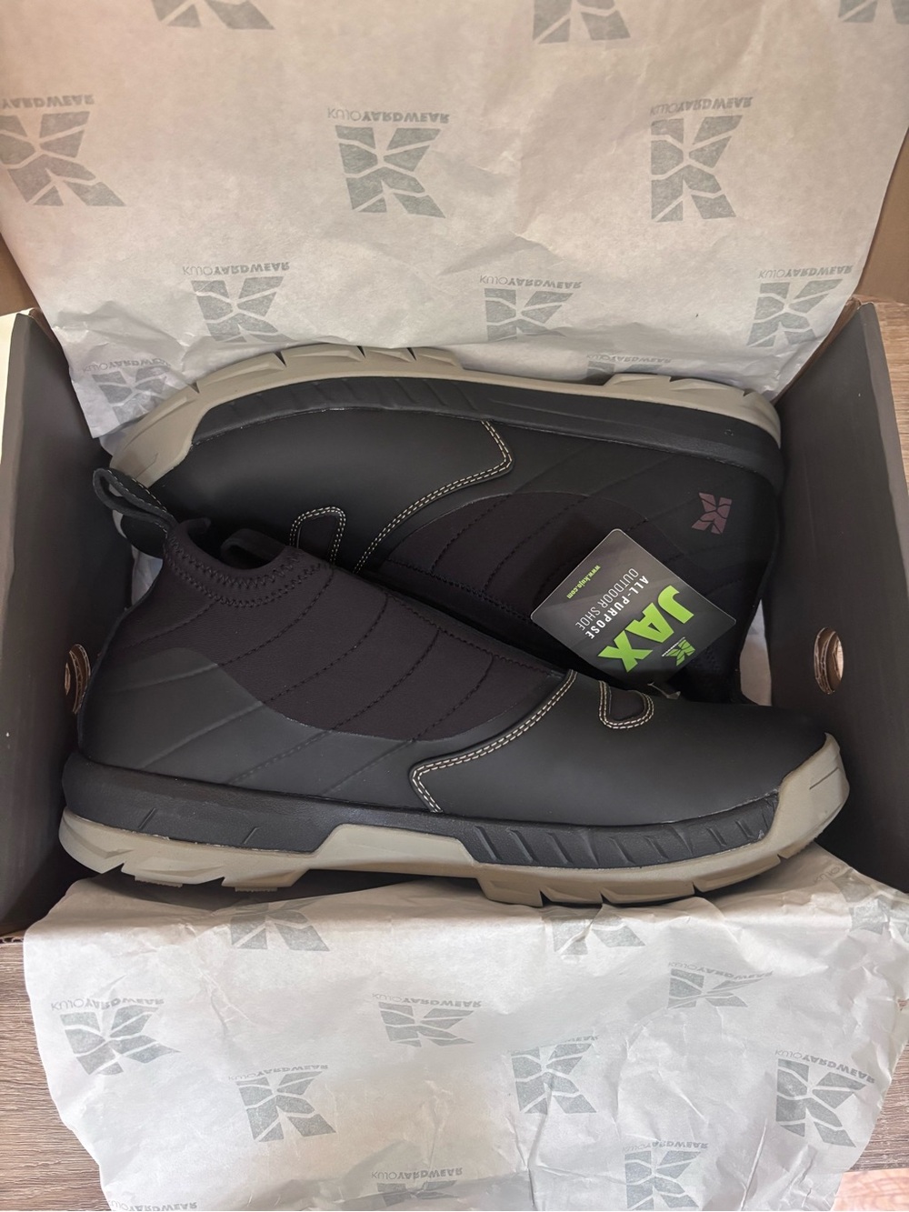 KujoYardwear Jax Size 14 Men's Black & Grey Slip-On Outdoor Shoes
